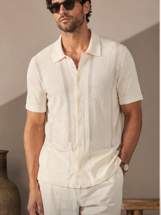 Todd Snyder Other - Todd Snyder Silk Cotton Eyelet Knit Shirt Cream Size L